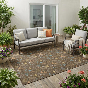 Washable Cactus Motif Polyester Area Rug with Non-slip Backing for Indoor Outdoor Spaces