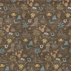 Washable Cactus Motif Polyester Area Rug with Non-slip Backing for Indoor Outdoor Spaces