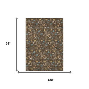 Washable Cactus Motif Polyester Area Rug with Non-slip Backing for Indoor Outdoor Spaces