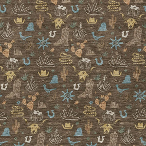 Washable Cactus Motif Polyester Area Rug with Non-slip Backing for Indoor Outdoor Spaces