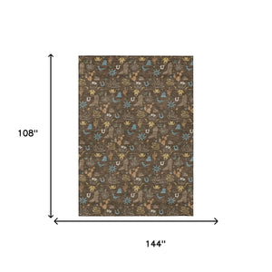 Washable Cactus Motif Polyester Area Rug with Non-slip Backing for Indoor Outdoor Spaces
