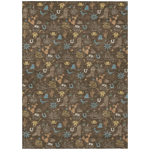 HomeRoots Washable Cactus Motif Polyester Area Rug with Non-slip Backing for Indoor Outdoor Spaces 10' x 14' 730809