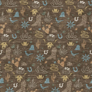 Washable Cactus Motif Polyester Area Rug with Non-slip Backing for Indoor Outdoor Spaces