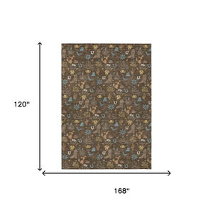Washable Cactus Motif Polyester Area Rug with Non-slip Backing for Indoor Outdoor Spaces