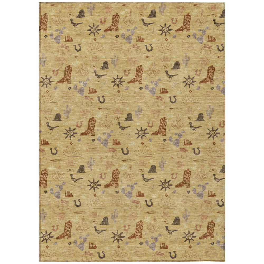 HomeRoots Washable Cactus Motif Polyester Area Rug for Indoor Outdoor Patios and High Traffic Spaces 8' x 10' 730813