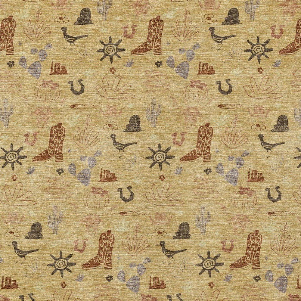HomeRoots Washable Cactus Motif Polyester Area Rug for Indoor Outdoor Patios and High Traffic Spaces 8' x 10' 730813