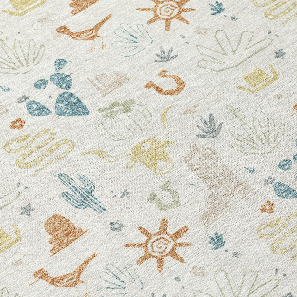 8 X 10 Washable Polyester Cactus Motif Indoor Outdoor Rug for Patio or Living Room