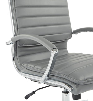 OSP Home Furnishings Mid Back Faux Leather Manager Chair with Lumbar Support and Chrome Loop Arms Charcoal SPX23591C-U42