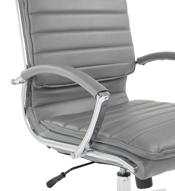 OSP Home Furnishings Mid Back Faux Leather Manager Chair with Lumbar Support and Chrome Loop Arms Charcoal SPX23591C-U42