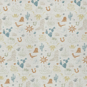 10 X 14 Cactus Pattern Washable Polyester Indoor Outdoor Rug with Neutral Ivory Tone