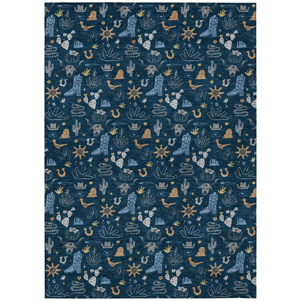Washable Cactus Print Polyester Area Rug for Patios Kitchens Porches and Family Rooms