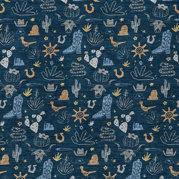 Washable Cactus Print Polyester Area Rug for Patios Kitchens Porches and Family Rooms