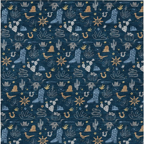 Washable Cactus Print Polyester Area Rug for Patios Kitchens Porches and Family Rooms