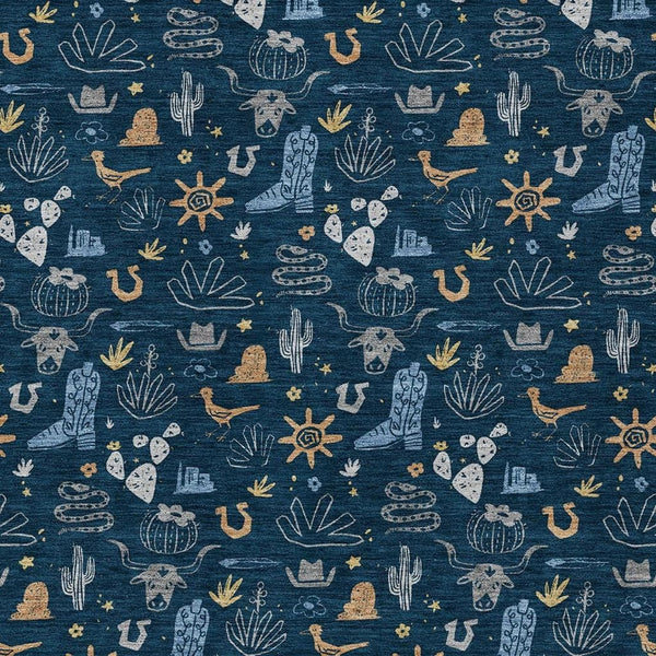 Washable Cactus Print Polyester Area Rug for Patios Kitchens Porches and Family Rooms