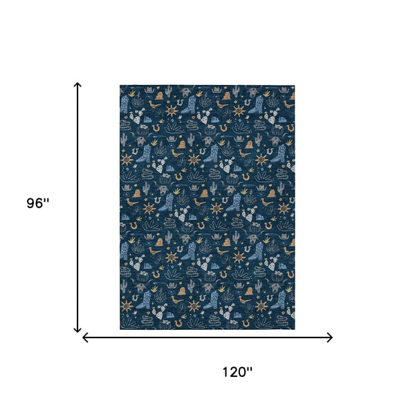 Washable Cactus Print Polyester Area Rug for Patios Kitchens Porches and Family Rooms