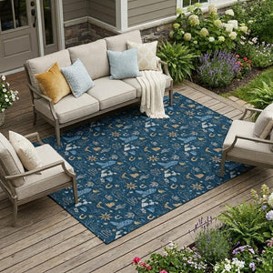 Washable Cactus Print Polyester Area Rug for Patios Kitchens Porches and Family Rooms
