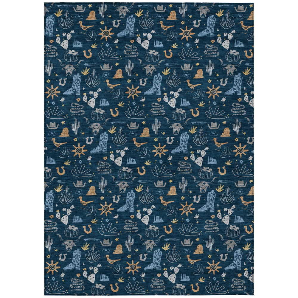 HomeRoots Washable Cactus Print Polyester Area Rug for Patios Kitchens Porches and Family Rooms 9' x 12' 730826