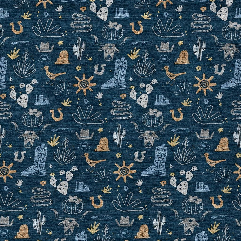 HomeRoots Washable Cactus Print Polyester Area Rug for Patios Kitchens Porches and Family Rooms 9' x 12' 730826