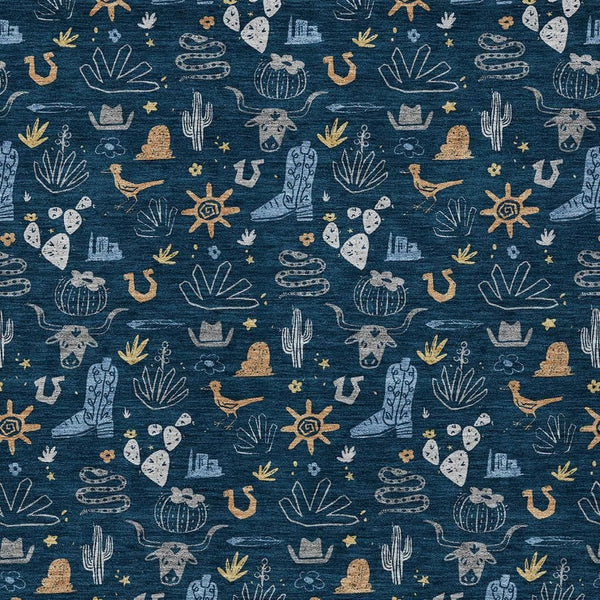 Washable Cactus Print Polyester Area Rug for Patios Kitchens Porches and Family Rooms