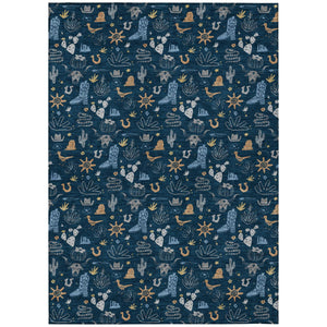 Washable Cactus Print Polyester Area Rug for Patios Kitchens Porches and Family Rooms