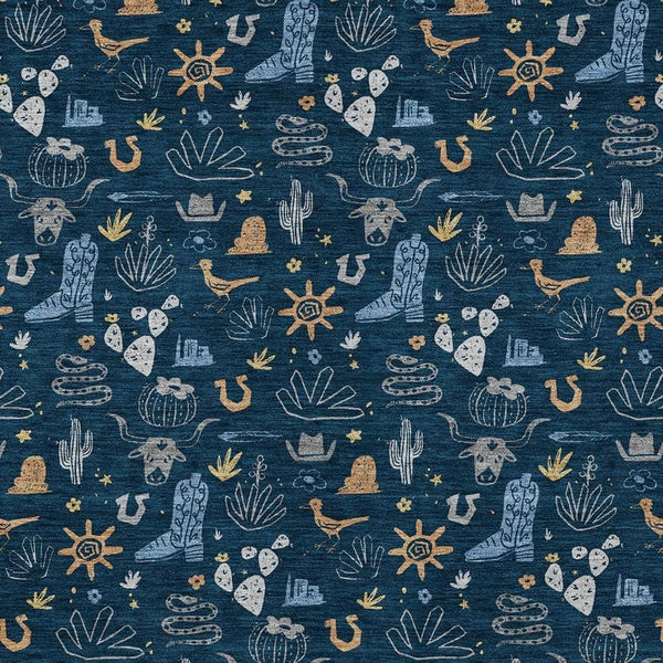 Washable Cactus Print Polyester Area Rug for Patios Kitchens Porches and Family Rooms