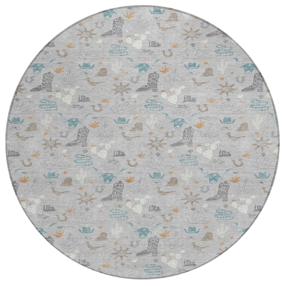 HomeRoots 8 Foot Round Cactus Polyester Area Rug for Patio or Indoor High Traffic Spaces 730836