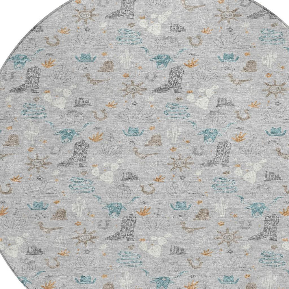 HomeRoots 8 Foot Round Cactus Polyester Area Rug for Patio or Indoor High Traffic Spaces 730836