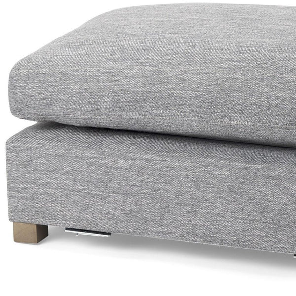 26 Inch Fabric Upholstered Ottoman Footrest for Living Room Seating in Neutral Tones