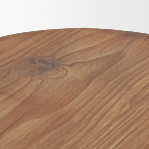 16 Inch Solid Wood Round Pouf Ottoman Natural Brown Accent Seat for Living Spaces