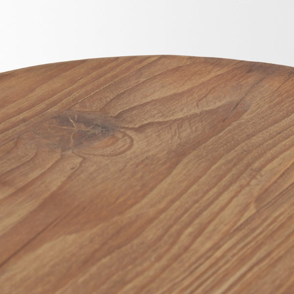 16 Inch Solid Wood Round Pouf Ottoman Natural Brown Accent Seat for Living Spaces
