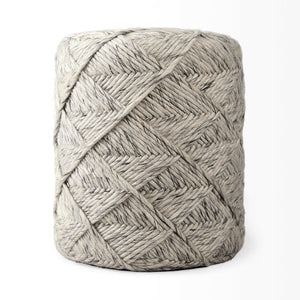 16 Inch Wool Woven Chevron Pouf in Neutral Tones Perfect for Any Living Space