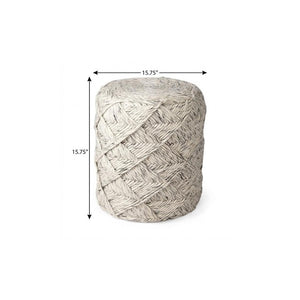 16 Inch Wool Woven Chevron Pouf in Neutral Tones Perfect for Any Living Space