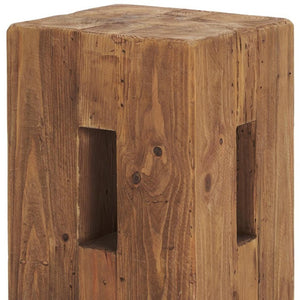 12 Inch Round Solid Wood Ottoman Footrest Compact Accent Piece for Living Room Decor