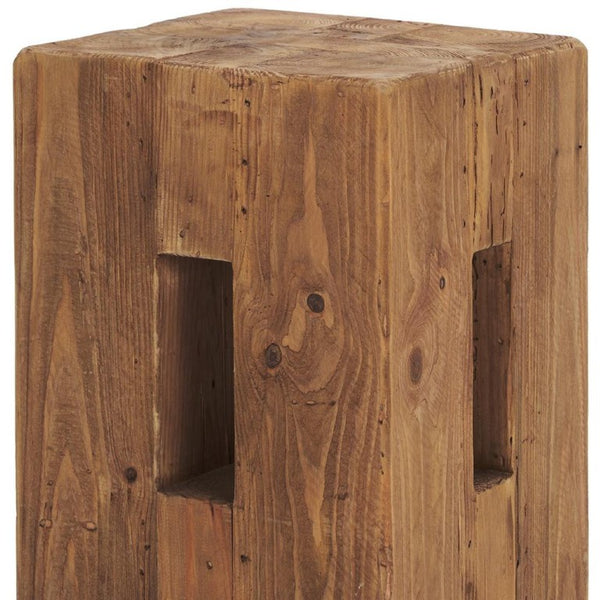 12 Inch Round Solid Wood Ottoman Footrest Compact Accent Piece for Living Room Decor
