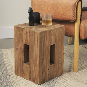 12 Inch Round Solid Wood Ottoman Footrest Compact Accent Piece for Living Room Decor