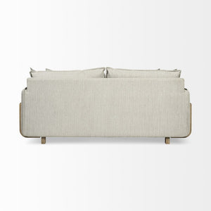 84 Inch Gray Fabric Sofa with Accent Toss Pillows for Stylish Living Room Comfort