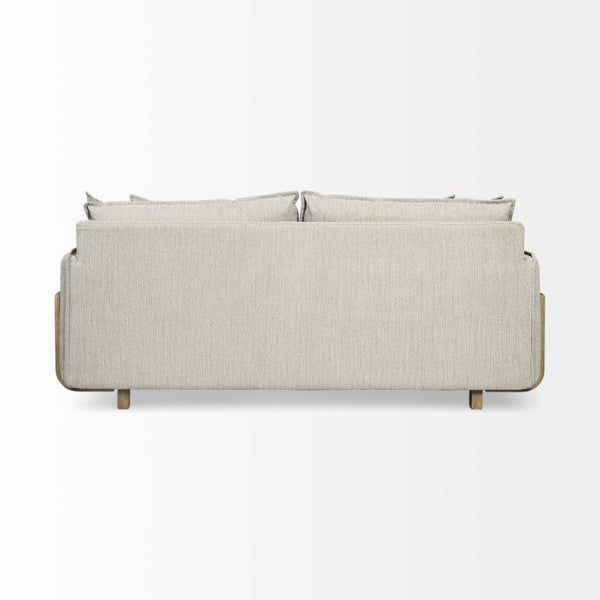 84 Inch Gray Fabric Sofa with Accent Toss Pillows for Stylish Living Room Comfort