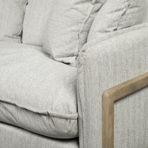 84 Inch Gray Fabric Sofa with Accent Toss Pillows for Stylish Living Room Comfort