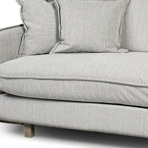 84 Inch Gray Fabric Sofa with Accent Toss Pillows for Stylish Living Room Comfort