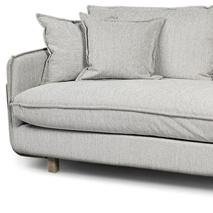 84 Inch Gray Fabric Sofa with Accent Toss Pillows for Stylish Living Room Comfort