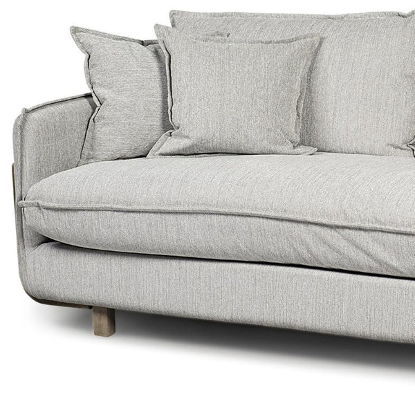 84 Inch Gray Fabric Sofa with Accent Toss Pillows for Stylish Living Room Comfort