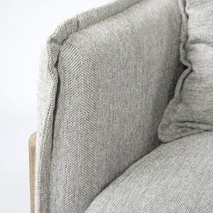 84 Inch Gray Fabric Sofa with Accent Toss Pillows for Stylish Living Room Comfort