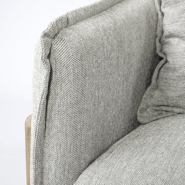 84 Inch Gray Fabric Sofa with Accent Toss Pillows for Stylish Living Room Comfort