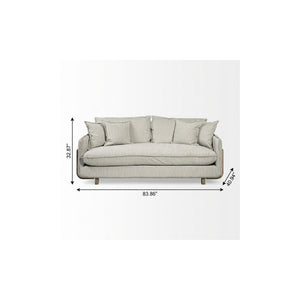 84 Inch Gray Fabric Sofa with Accent Toss Pillows for Stylish Living Room Comfort