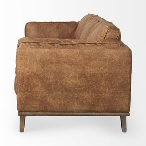 90 Inch Faux Leather Sofa for Living Room Modern Seating in Rich Brown Finish