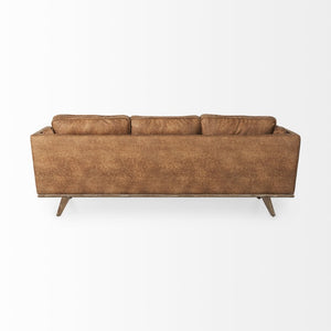 90 Inch Faux Leather Sofa for Living Room Modern Seating in Rich Brown Finish