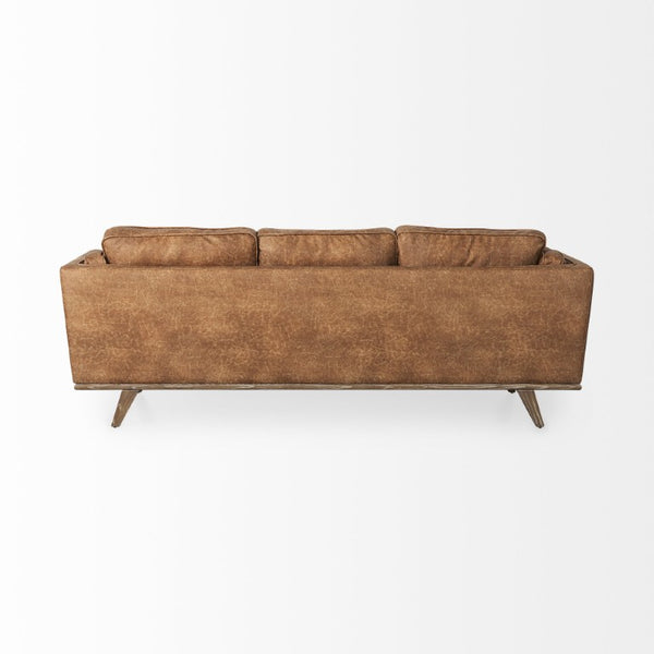90 Inch Faux Leather Sofa for Living Room Modern Seating in Rich Brown Finish