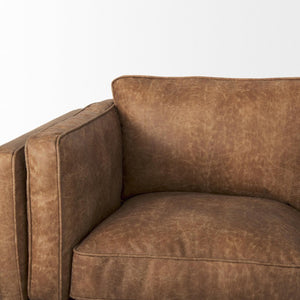 90 Inch Faux Leather Sofa for Living Room Modern Seating in Rich Brown Finish
