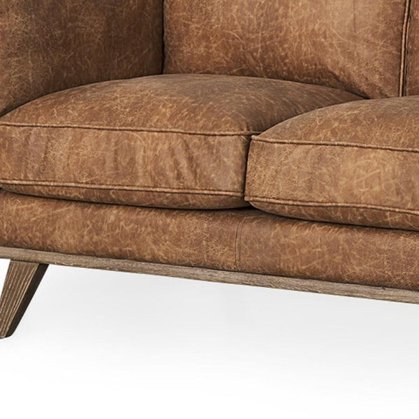 90 Inch Faux Leather Sofa for Living Room Modern Seating in Rich Brown Finish