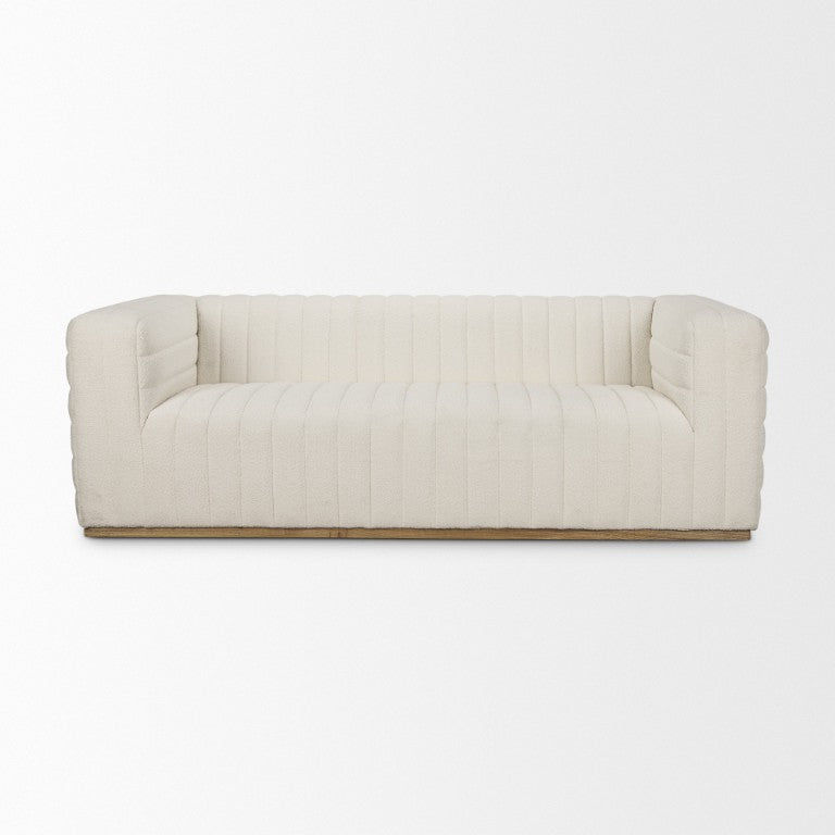 HomeRoots 87 Inch Boucle Upholstered Sofa in Cream for Modern Living Room Seating 730883